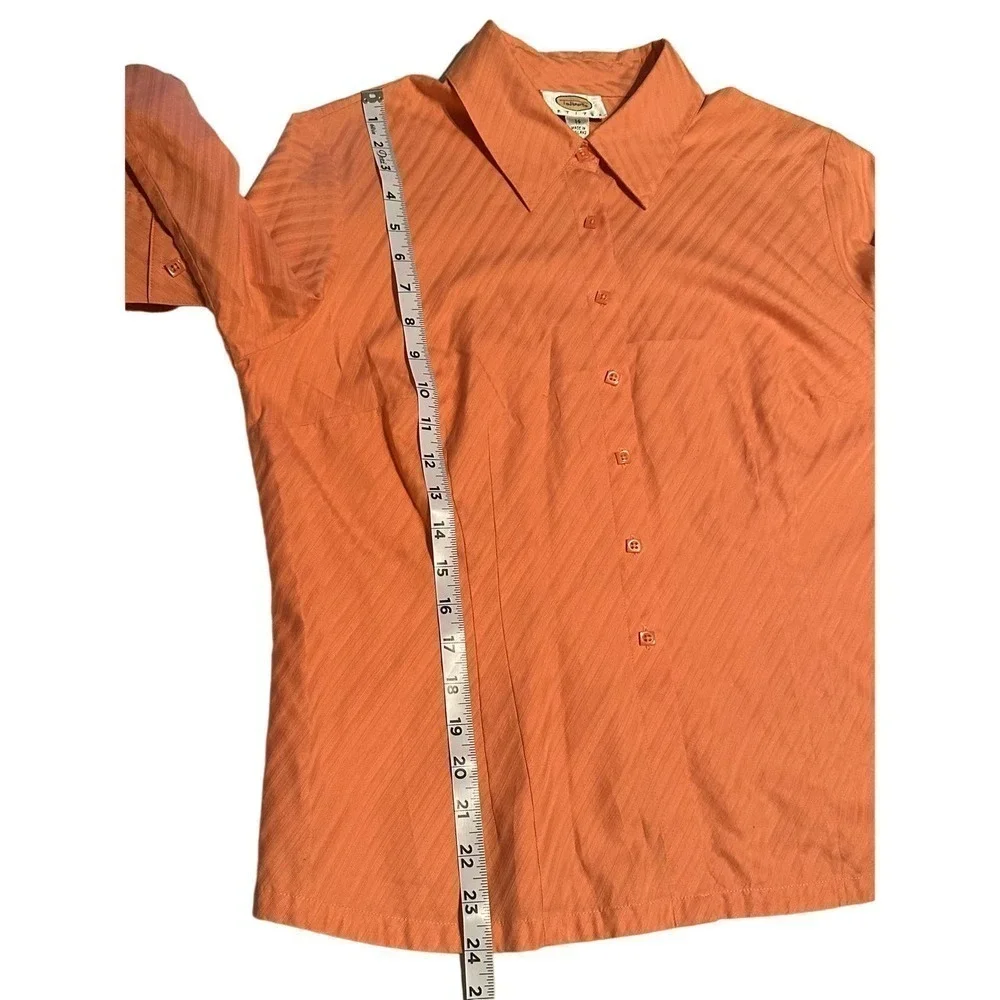 Talbots Petites Peachy Orange Long Sleeve Button Down Shirt Size 14 - Picture 6 of 8